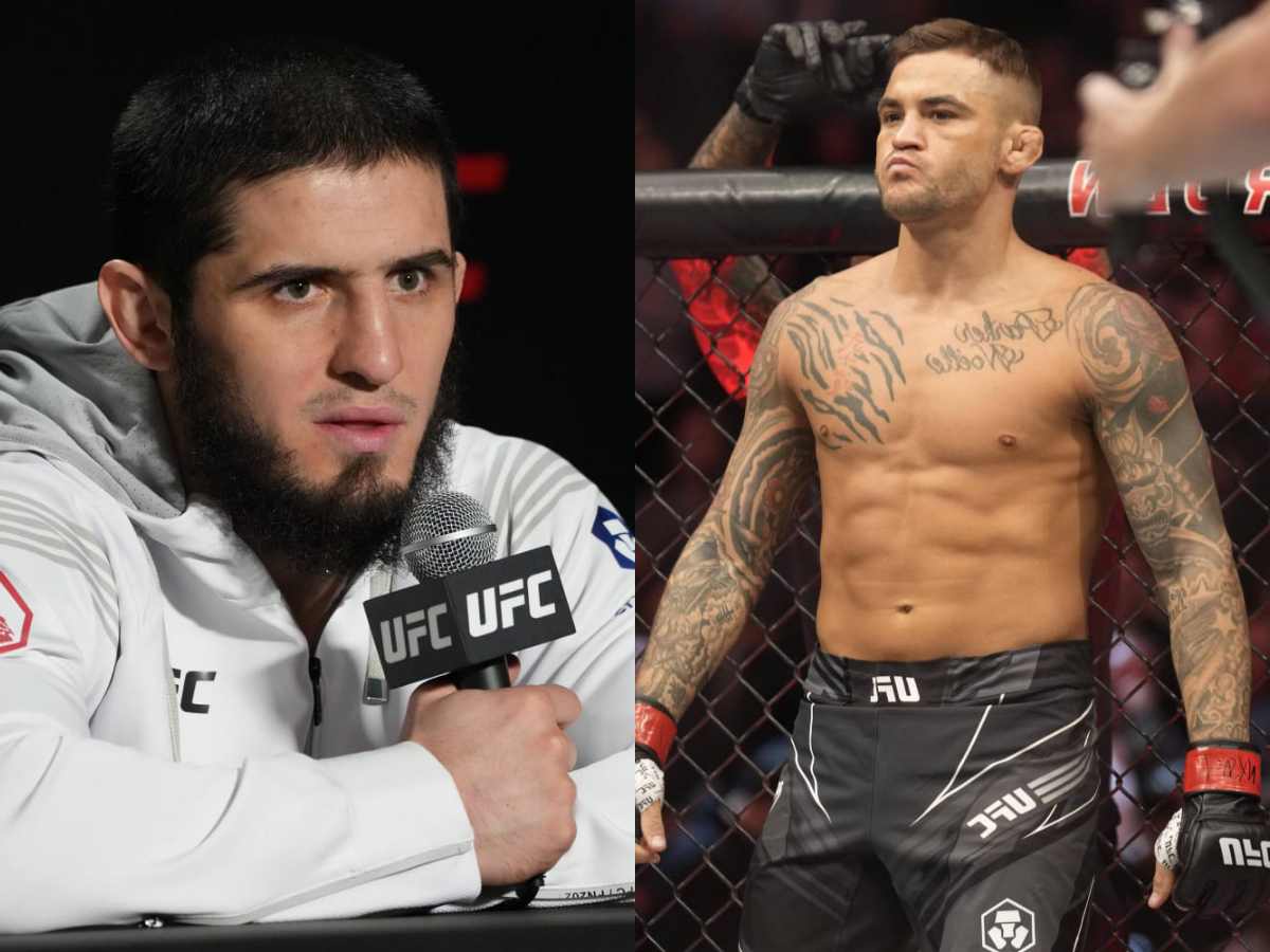 “He have good guillotine,” Islam Makhachev hilariously jibes at Dustin Poirier’s failed submission attempts