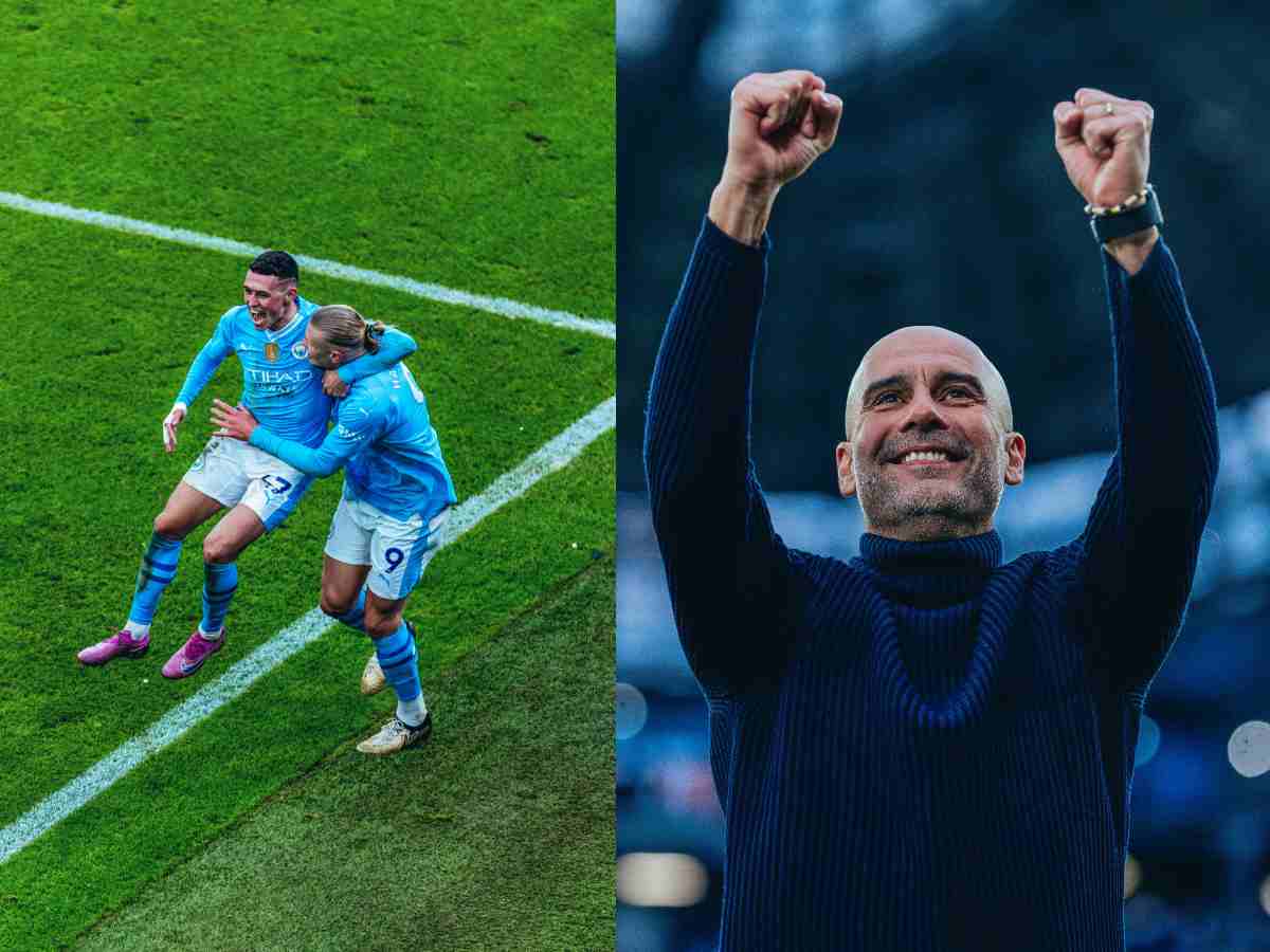 Erling Haaland, Phil Foden and Pep Guardiola