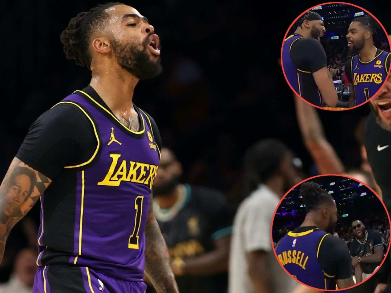 WATCH: LeBron James, Anthony Davis, and teammates crash D’Angelo Russell’s interview after win over Bucks