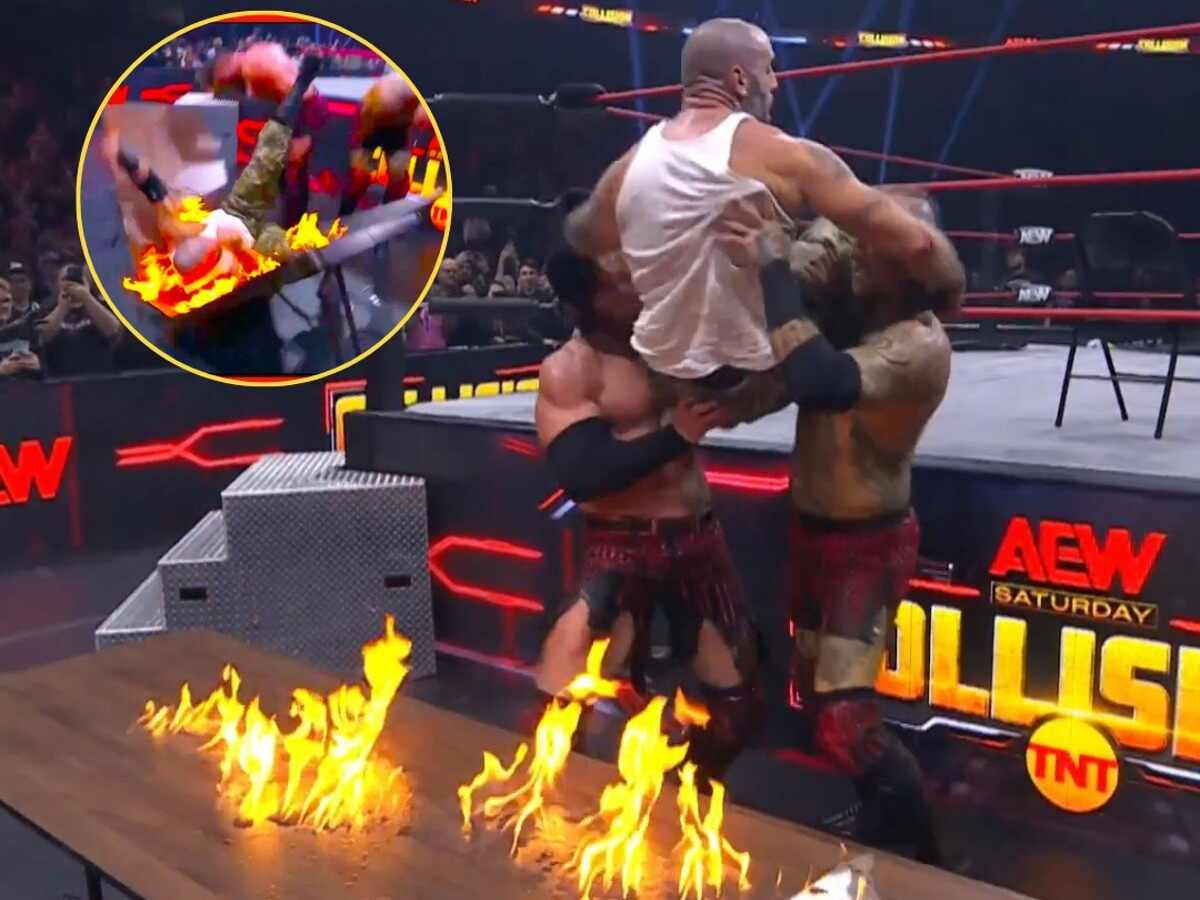 WATCH: House of Black makes Mark Briscoe suffer the heat of a flaming table on AEW Collision