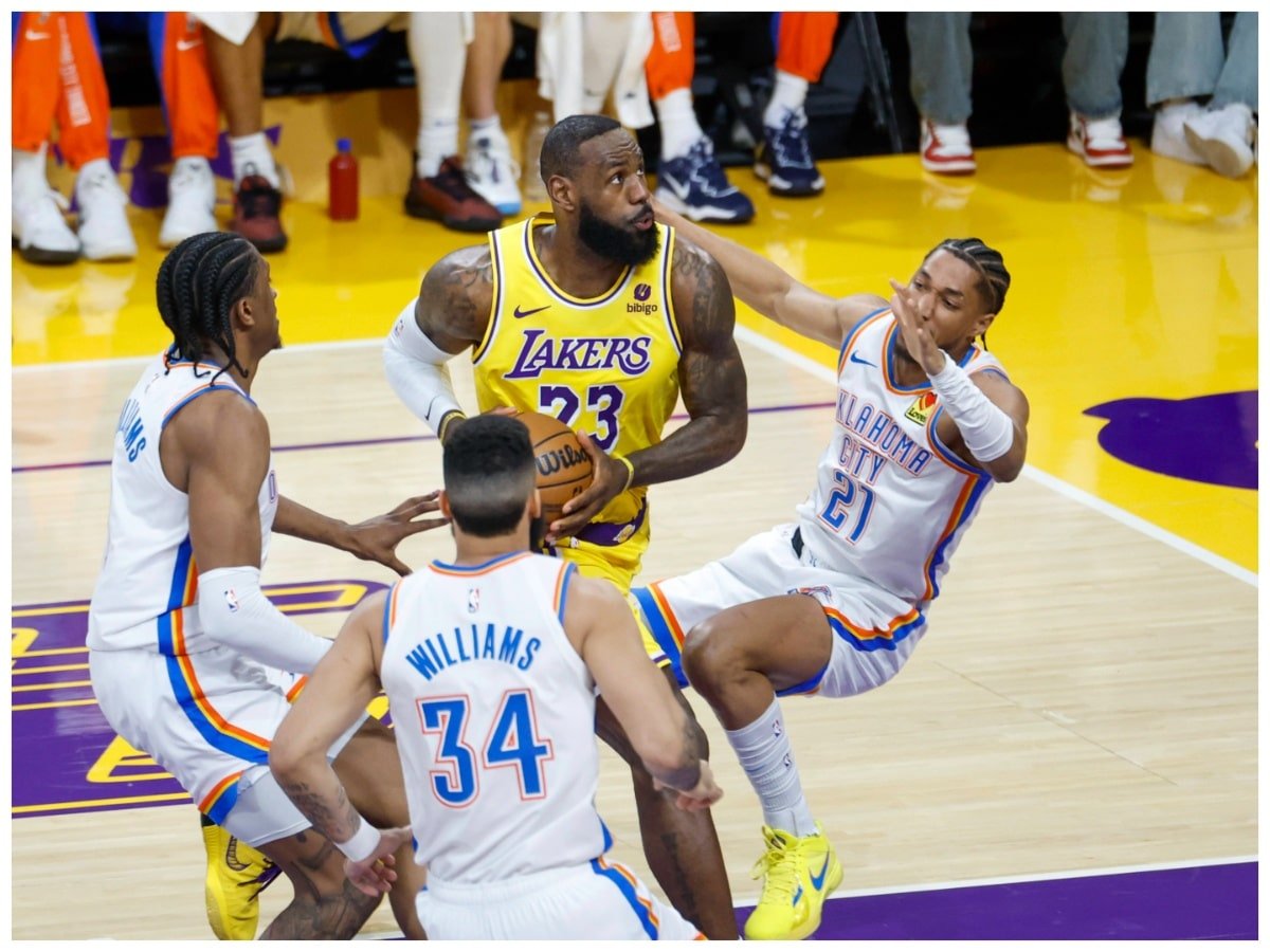 LeBron James in action against the Thunder