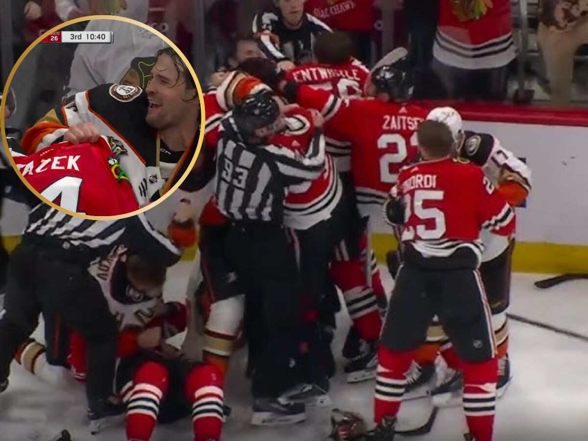 WATCH: Goalies John Gibson and Petr Mrazek get into scrum in INTENSE clash during Ducks-Hawks game