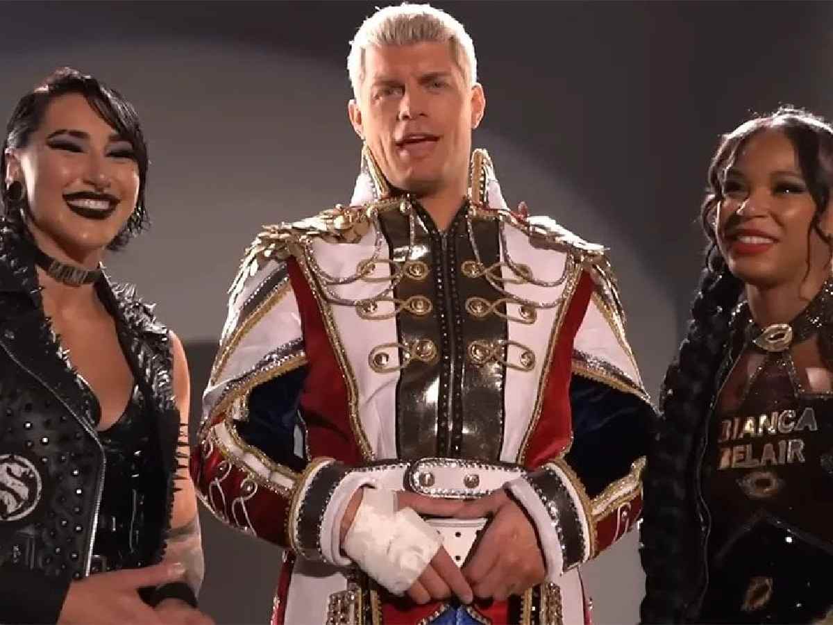 Rhea Ripley, Cody Rhodes, and Bianca Belair