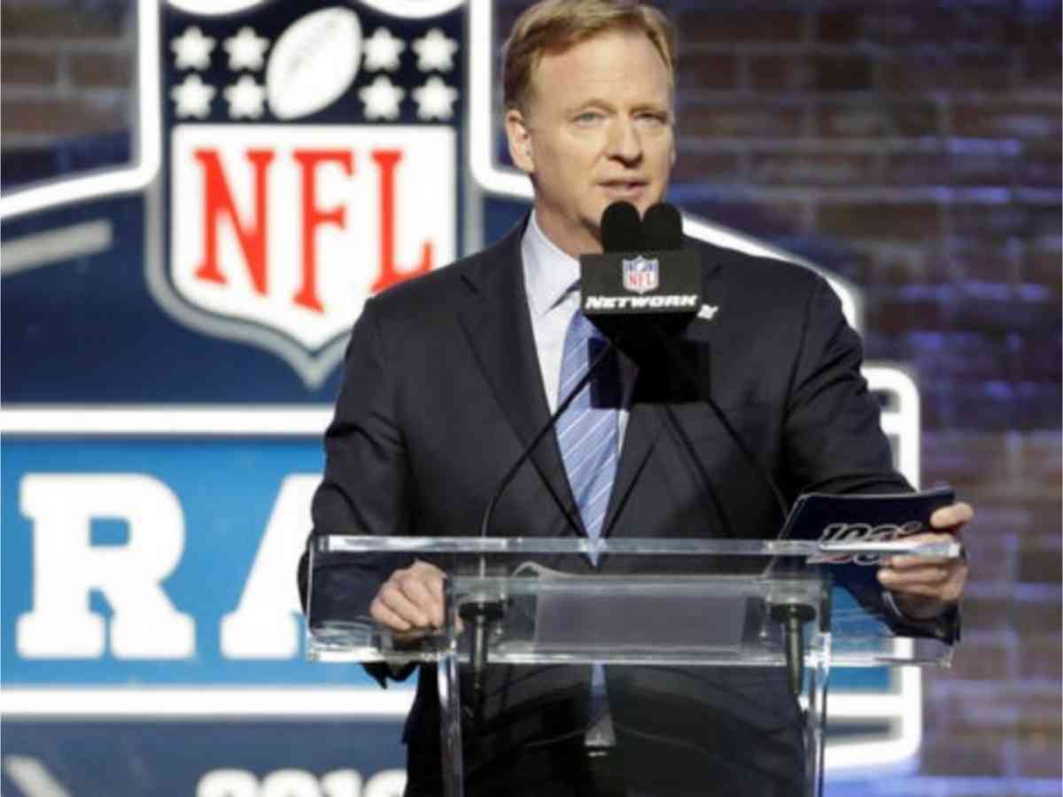 Roger Goodell hosting the NFL draft from his Westchester house basement