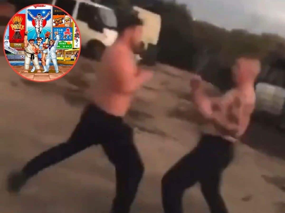 WATCH: “Real life game of Street Fighter” – Two men engage in ins*ne MMA-style street fight reminiscing fans of iconic video game