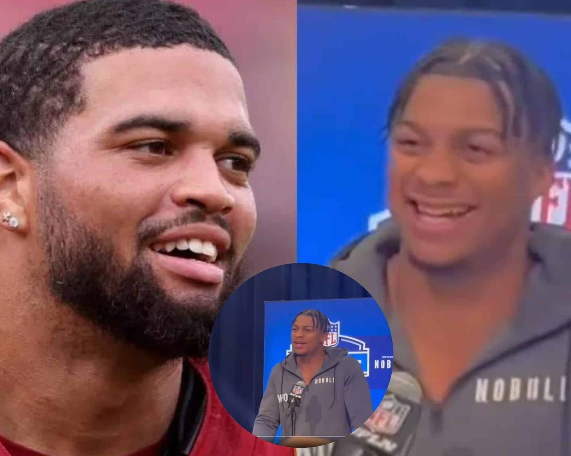 WATCH: Brenden Rice has a heartwarming response to Caleb Williams asking him how it feels to be Jerry Rice’s son