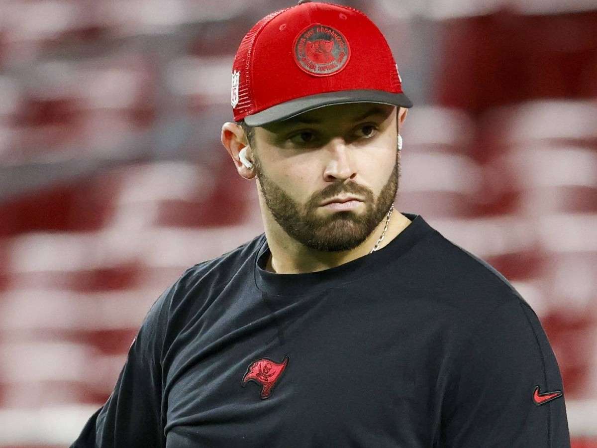 Tampa Bay Buccaneers quarterback Baker Mayfield (6) warms up on the field before the NFC Wildcard game against the Philadelphia Eagles at Raymond James Stadium in Tampa on Monday, Jan. 15, 2024. Tampa 