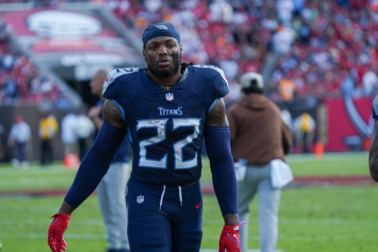 Tennessee Titans at Tampa Bay Buccaneers, Tampa Bay, Florida, USA Tampa Bay, Florida, USA, November 12, 2023, Tennessee Titans player Derrick Henry 22 at Raymond James Stadium. 