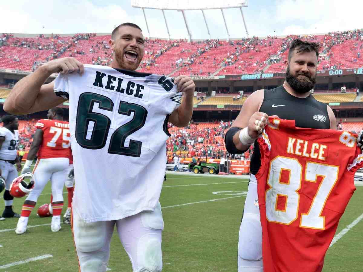 WATCH: Travis Kelce wipes off his tears during brother Jason Kelce's emotional retirement press conference