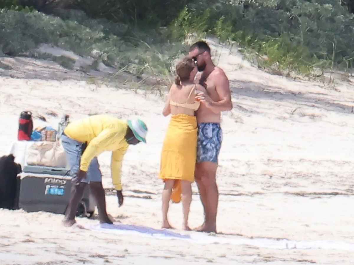 Travis Kelce, who was recently spotted shirtless with girlfriend Taylor Swift in The Bahamas, jokes about gaining weight this offseason