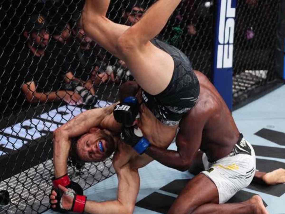 Aljamain Sterling hits a pile driver at UFC 300