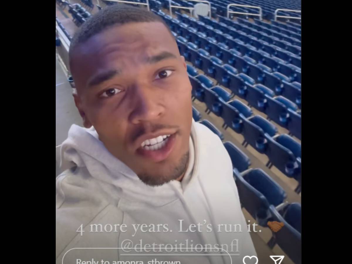 Amon-Ra St. Brown's extension announcement on his Instagram story