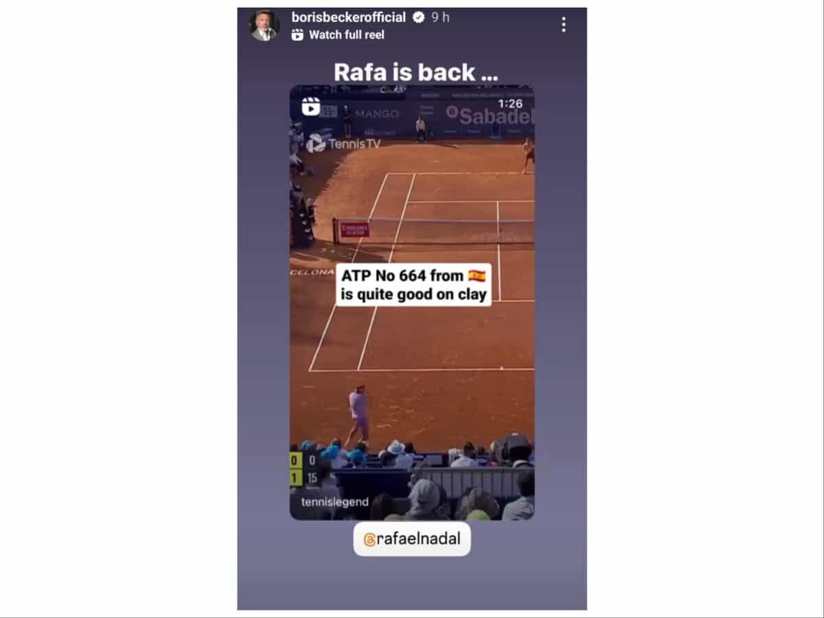 Boris Becker Instagram story for Nadal