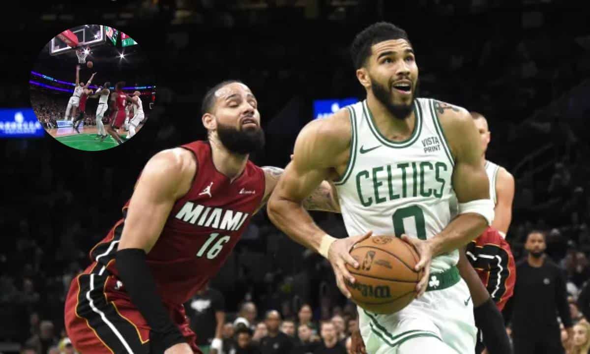 WATCH: Caleb Martin’s ‘shady’ foul on Jayson Tatum from playoffs Game 1 is going viral