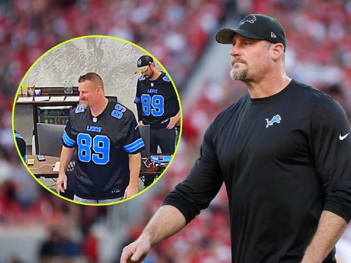 Lions front office pays tribute to Dan Campbell with retro jersey display at 2024 NFL Draft