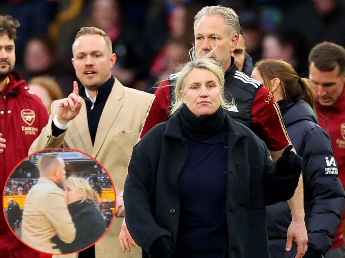 WATCH: Emma Hayes, who criticized Jonas Eidevall of ‘male aggression’, aggressively pushes Arsenal coach after losing FA WSL Cup