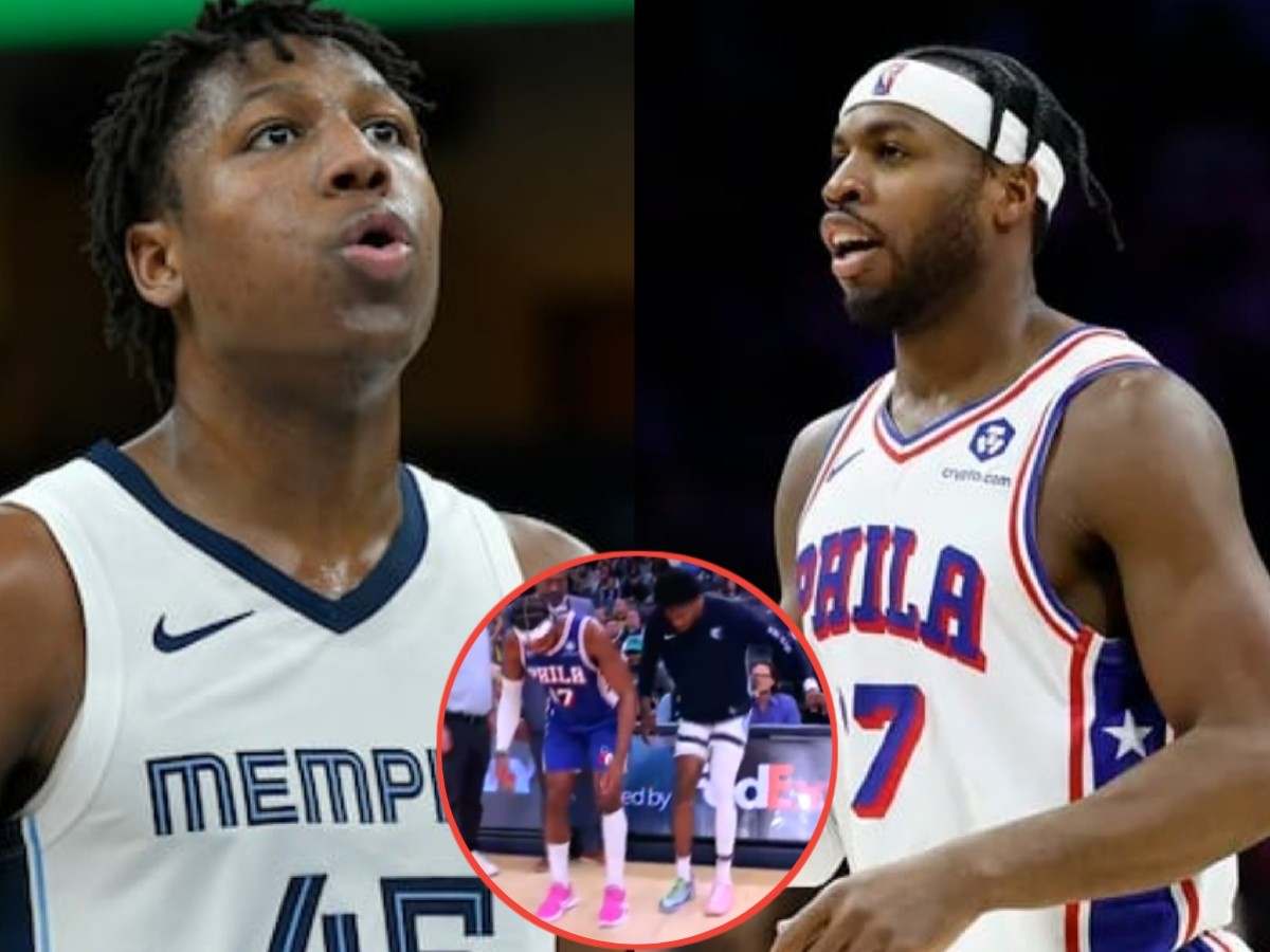 WATCH: Sixers and Grizzlies players team up to fix bizarre court problem during live NBA game