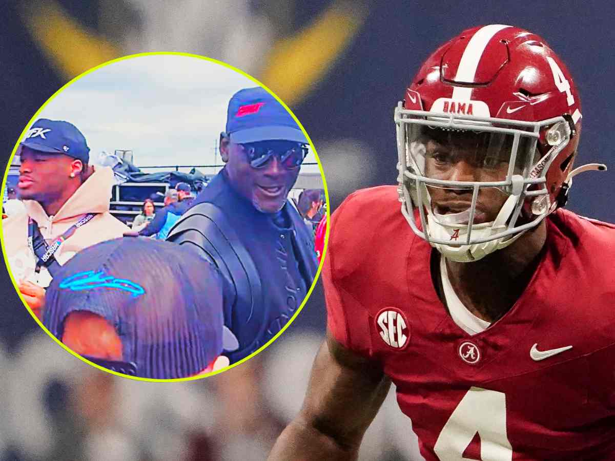 Alabama QB Jalen Milroe, who is a former national champion, spotted with Michael Jordan at GEICO 500 in Talladega