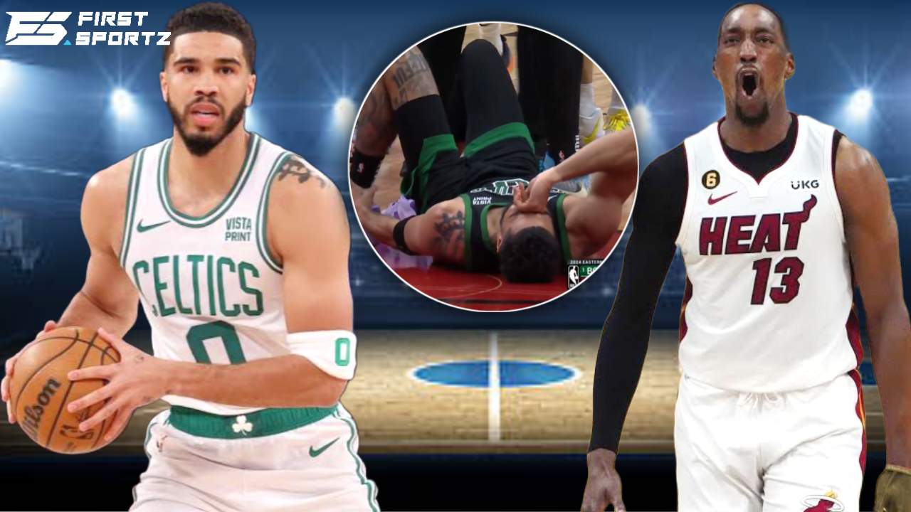 “Most dirty player in the f**king league” – Fans furious as Bam Adebayo sneakily fouls Jayson Tatum in blowout loss to Celtics