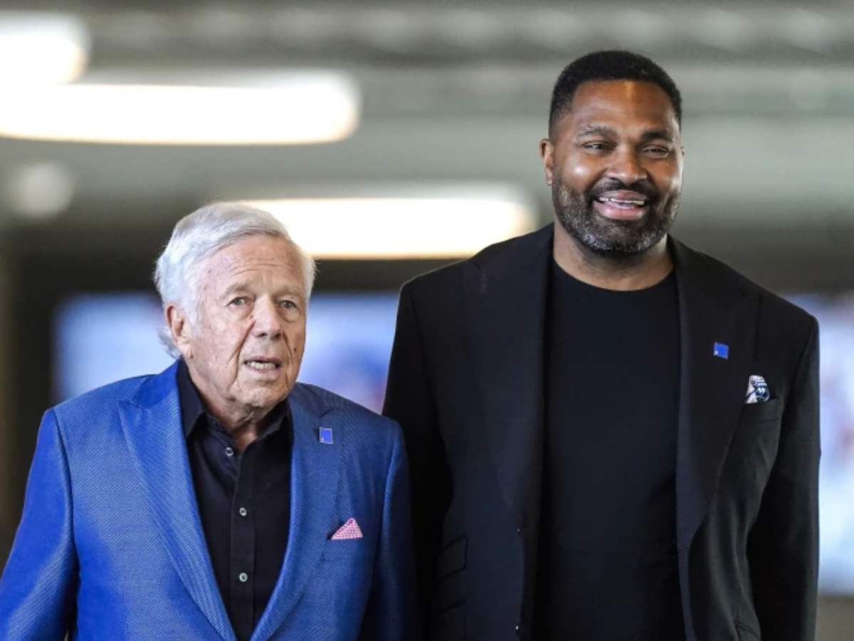 Jerod Mayo with Patriots' owner Robert Kraft