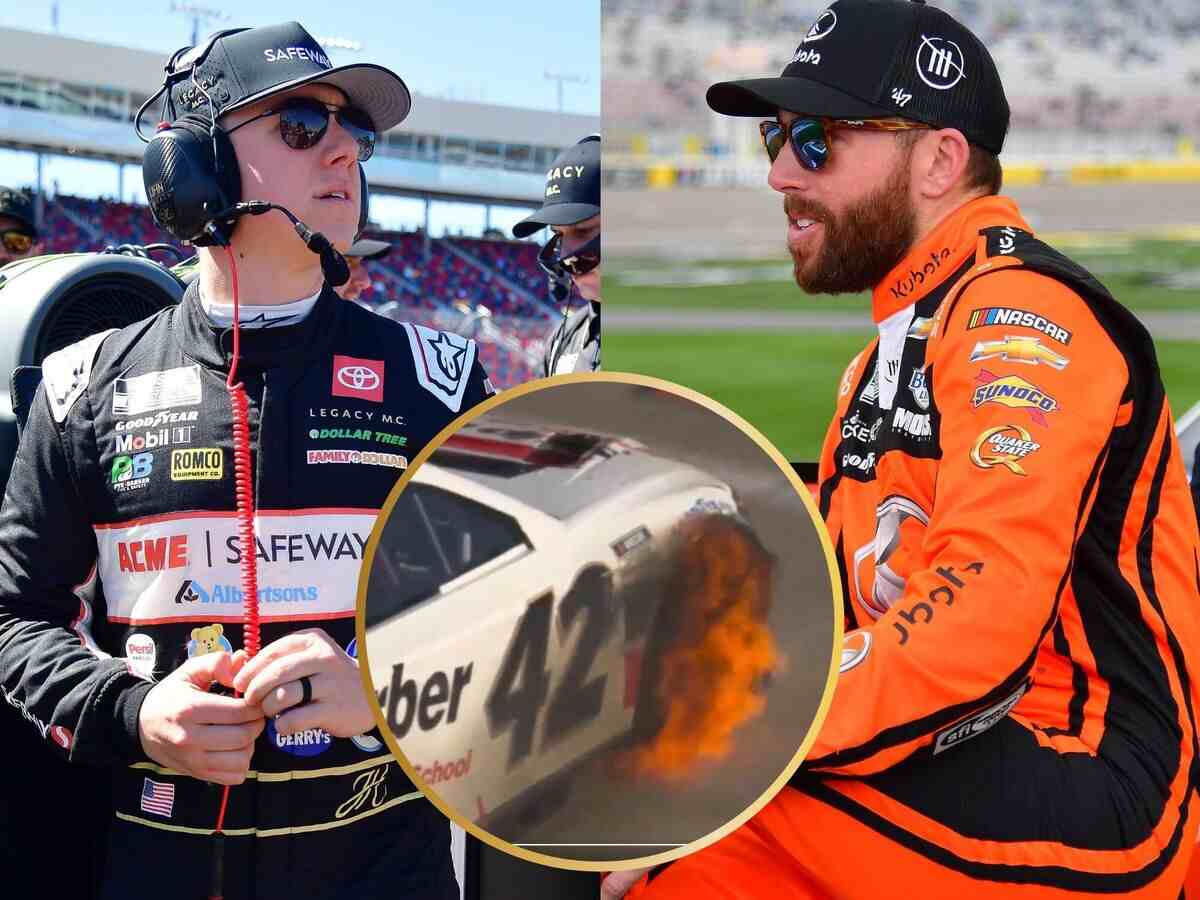 WATCH: “Introducing the fail melon”- John Hunter Nemechek accidently recreates Ross Chastain’s “hail melon” move and his tier catches on fire at Martinsville, fans react