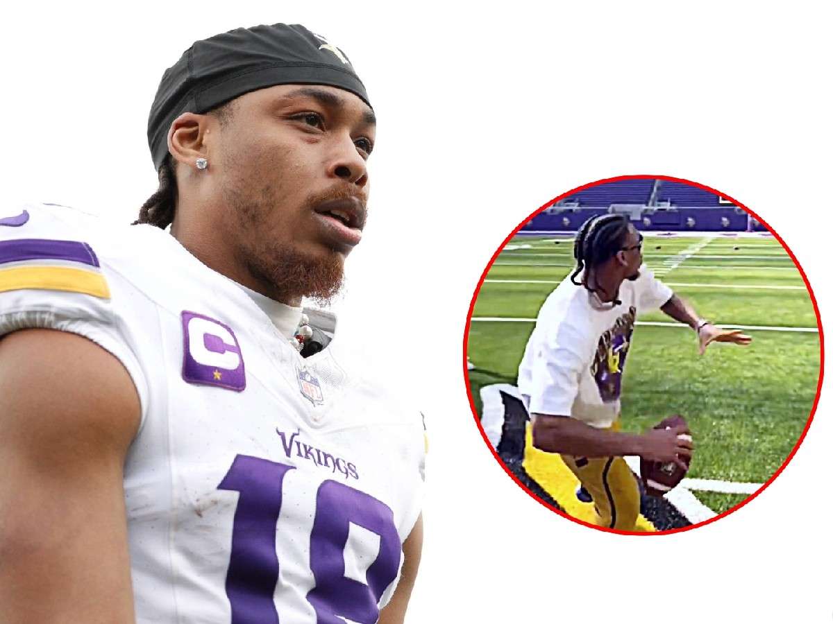 WATCH: “Maybe the Vikings don’t need to draft a QB” – WR Justin Jefferson drilling the crossbar from 55 yards has Minnesota fans excited on social media