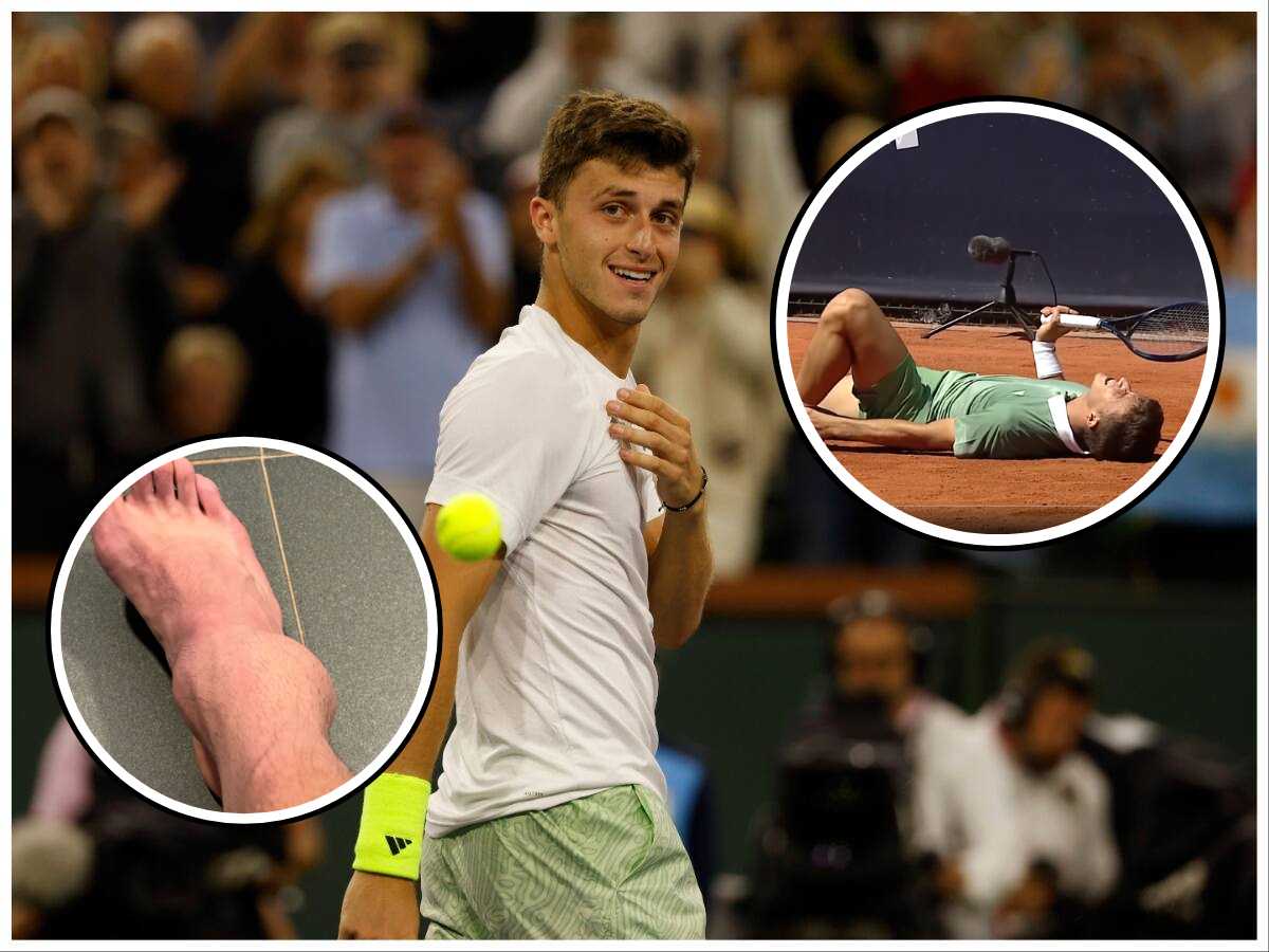 WATCH: Luca Nardi, who defeated Novak Djokovic, suffers a fall and injury at the Tiriac Open as opponent Seyboth Wild rushes in to help