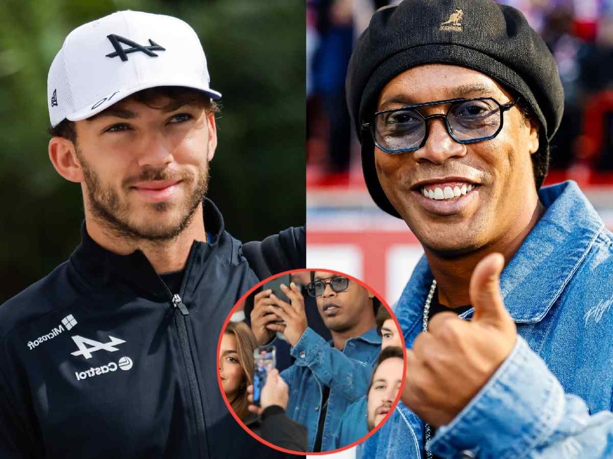 Alpine star Pierre Gasly spotted with football legend Ronaldinho at the Barcelona v PSG Champions League match