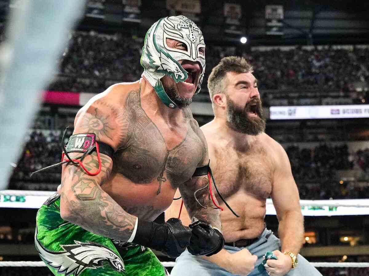 Rey Mysterio and Jason Kelce