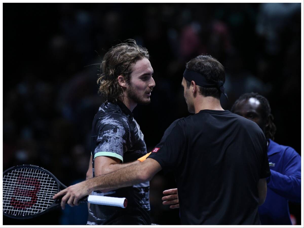 Roger Federer and Stefanos Tsitsipas 