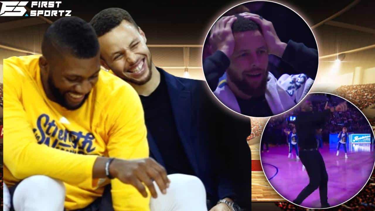 WATCH: Steph Curry in disbelief over former teammate Festus Ezeli’s dance moves among Warriors dance team