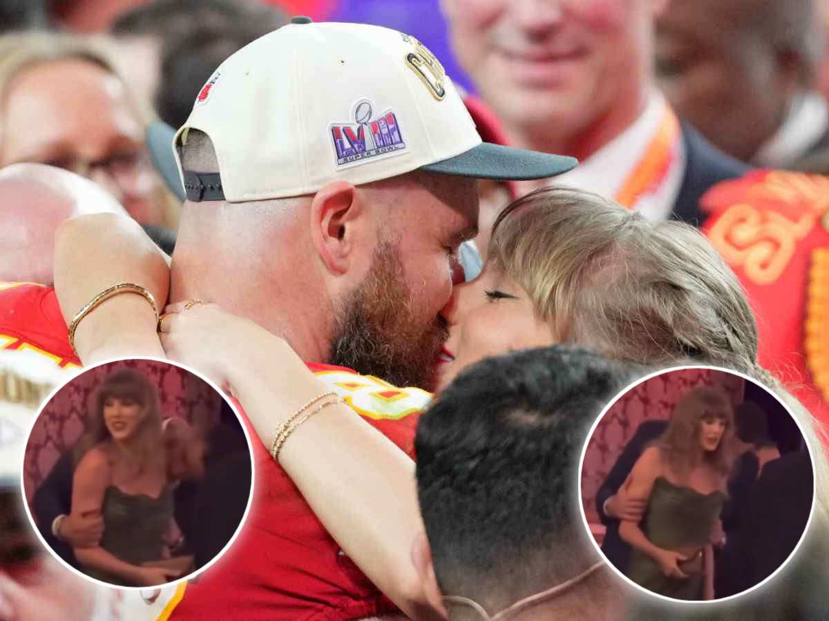 WATCH: ‘Flirty’ Travis Kelce doesn’t shy away from kissing girlfriend Taylor Swift all over her body during Patrick Mahomes’ charity fundraiser