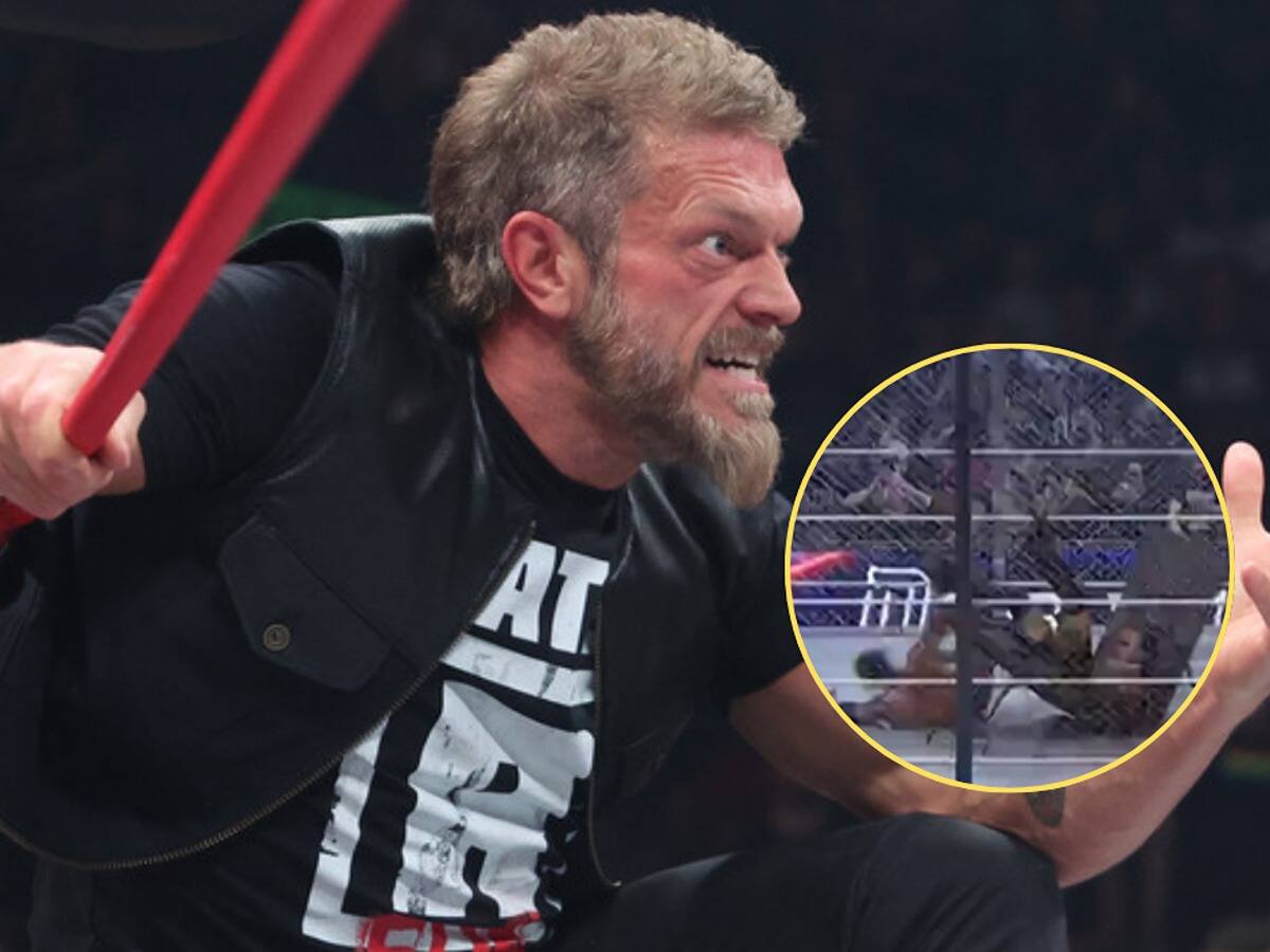 WATCH: “Did Edge just die?” Wrestling fans in awe after 50-year-old Adam Copeland delivers insane elbow drop from the top of a steel cage at AEW Double or Nothing