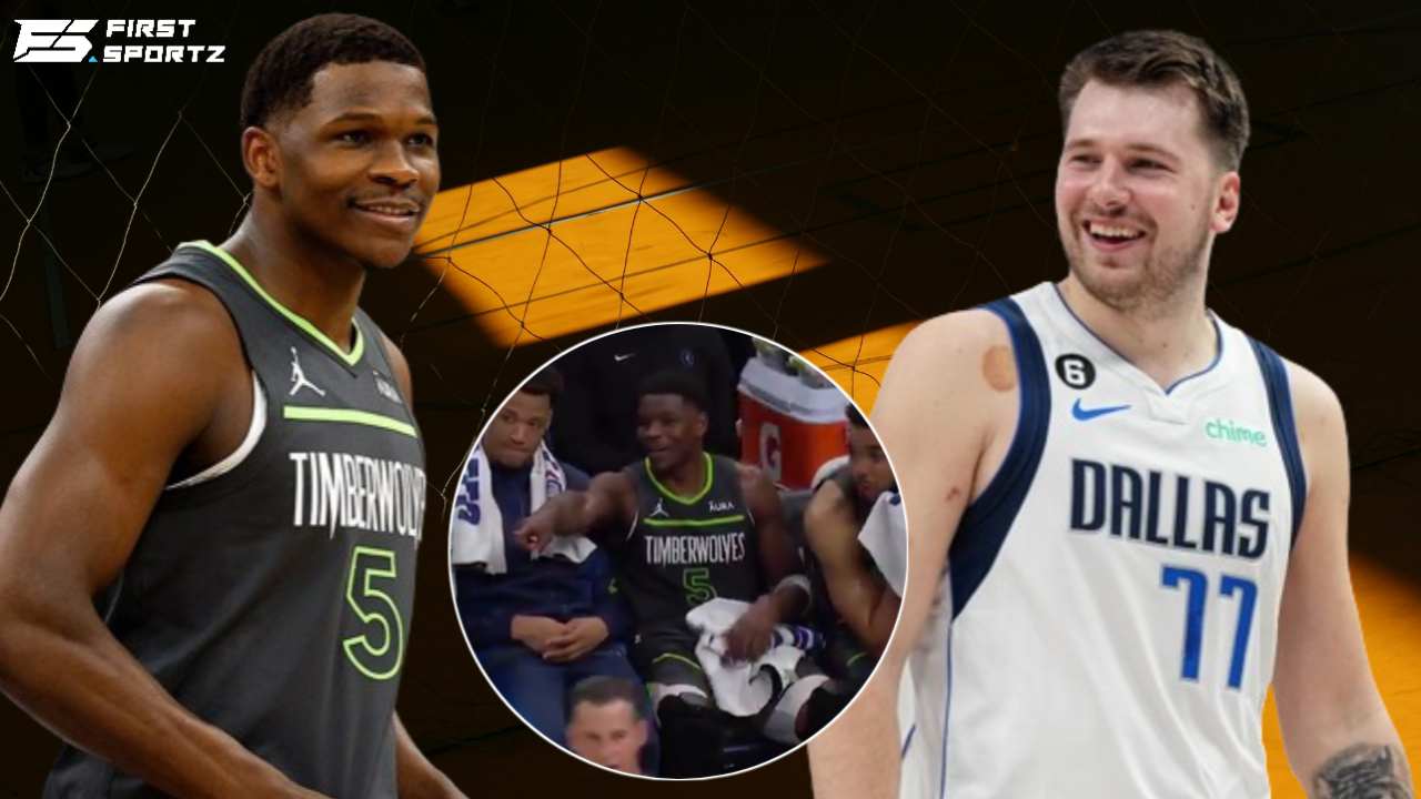 WATCH: Anthony Edwards was left in awe after Luka Doncic shot long range three-pointer in elimination of Wolves