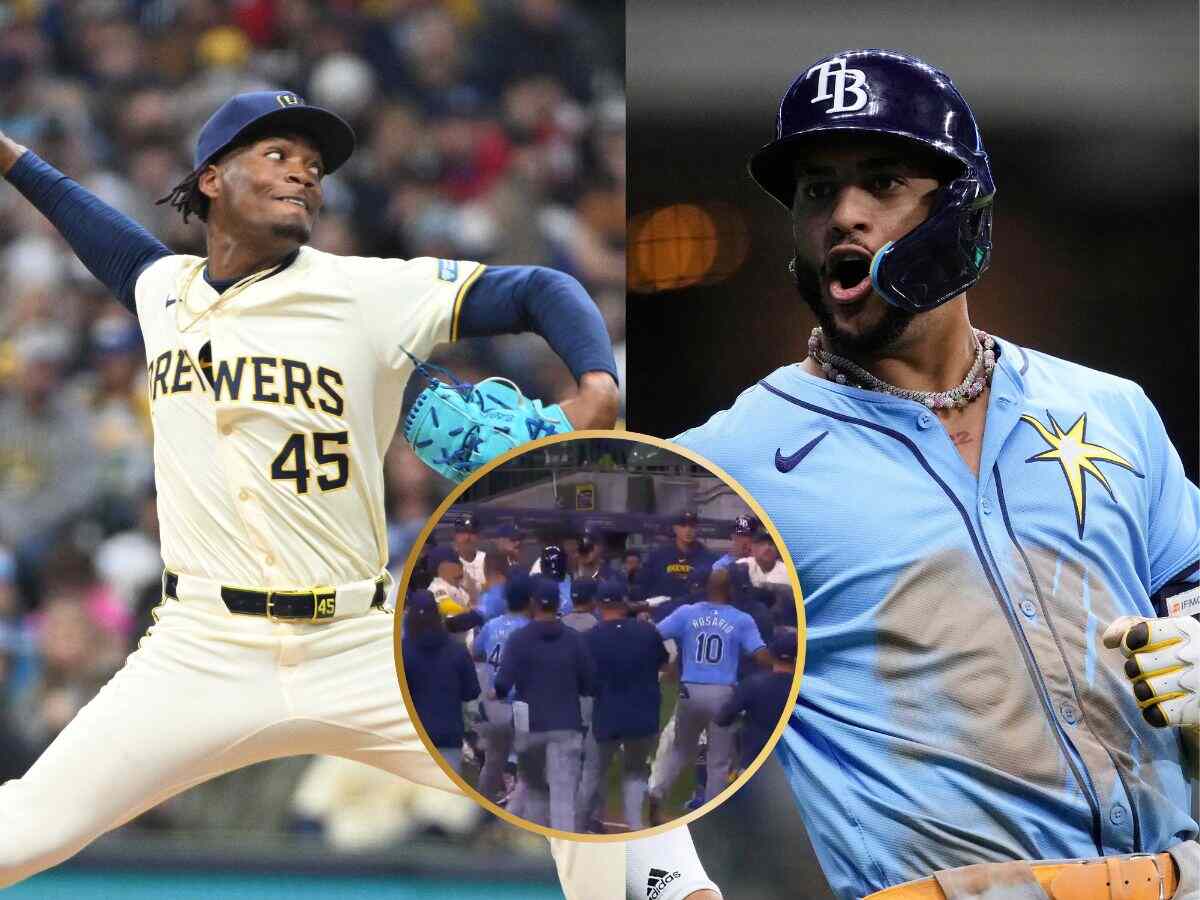 WATCH: Benches clear in Brewers-Rays game as Abner Uribe and Jose Siri exchange punches in HEATED altercation