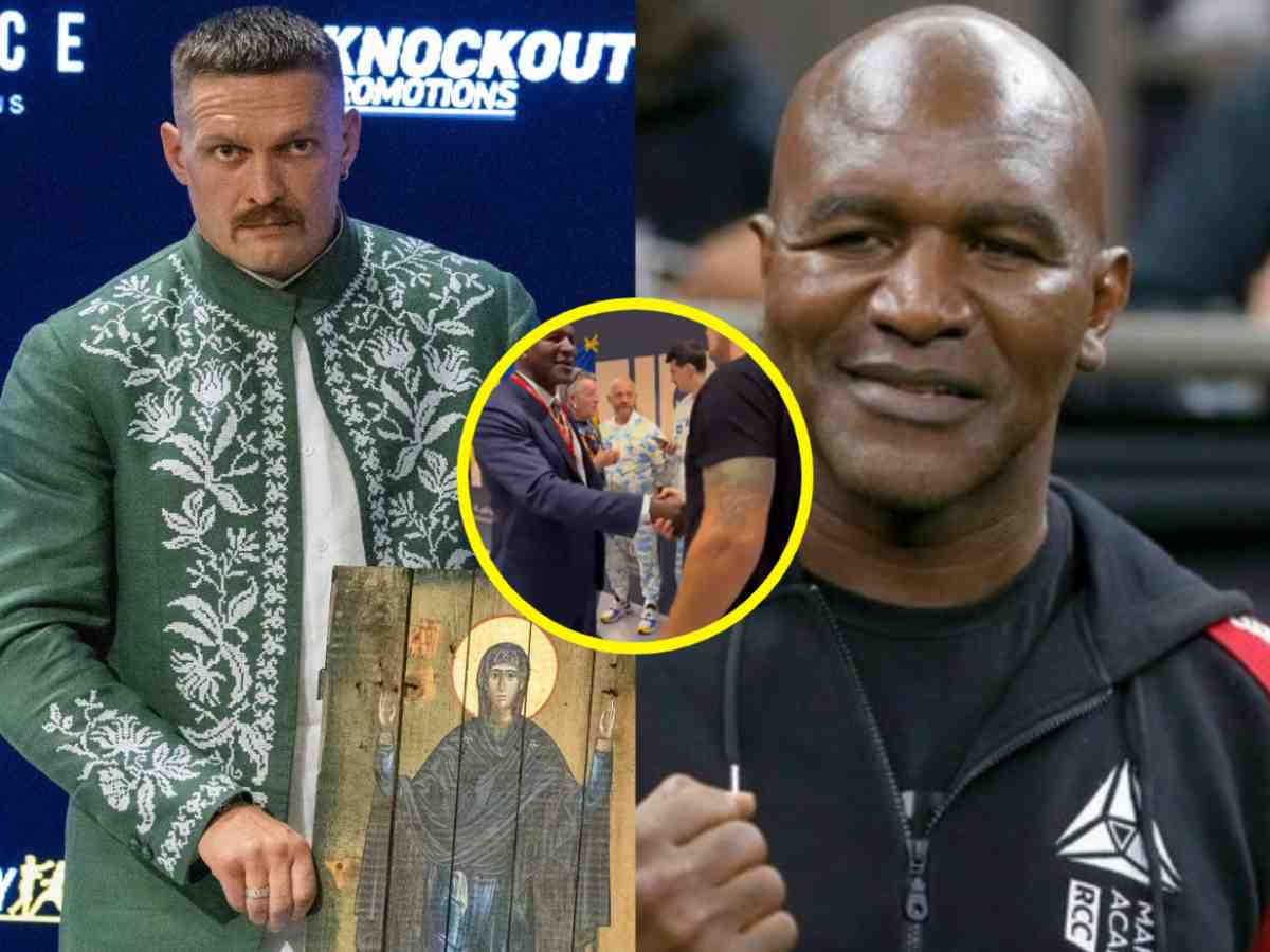 WATCH: Oleksandr Usyk’s reaction meeting ‘hero’ Evander Holyfield moments before Tyson Fury fight is going viral