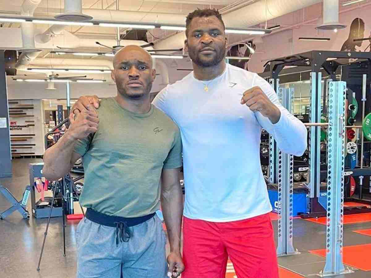 Kamaru Usman stood next to Francis Ngannou 