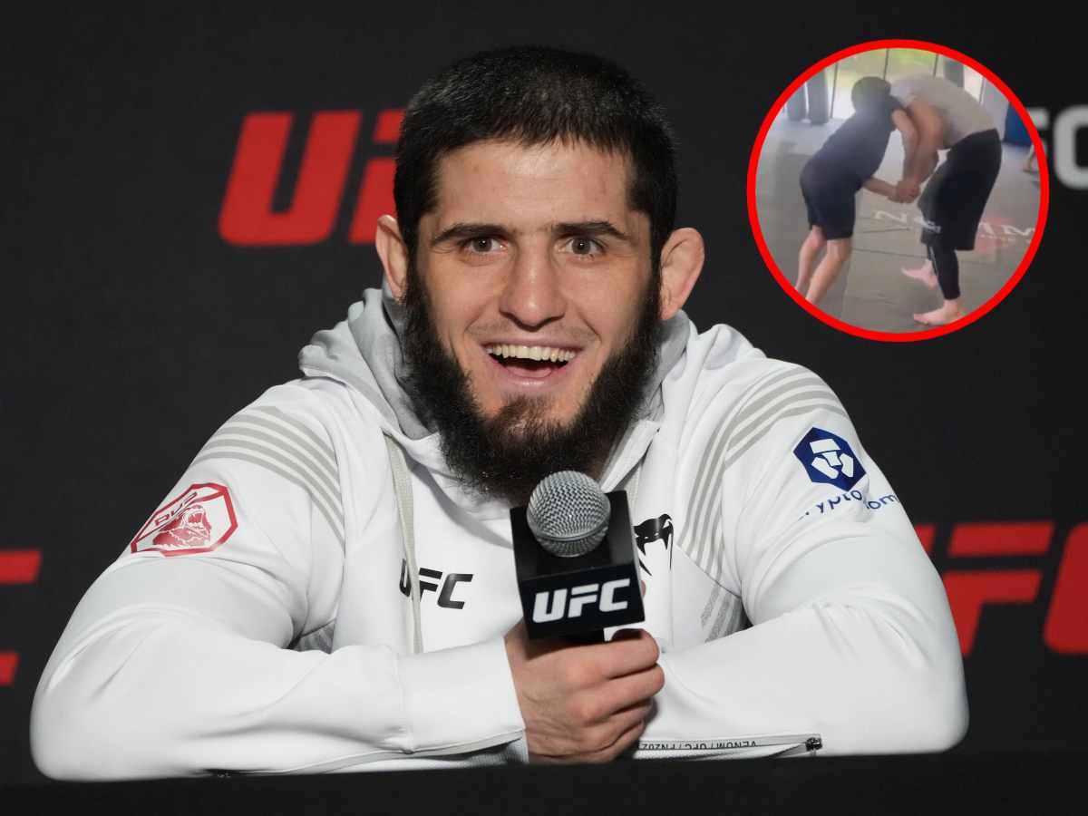 WATCH: Islam Makhachev hilariously ‘loses’ to UFC Hall of Famer’s son ahead of title defense against Dustin Poirier