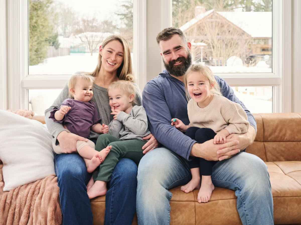 Jason Kelce with his wife, Kylie and three children