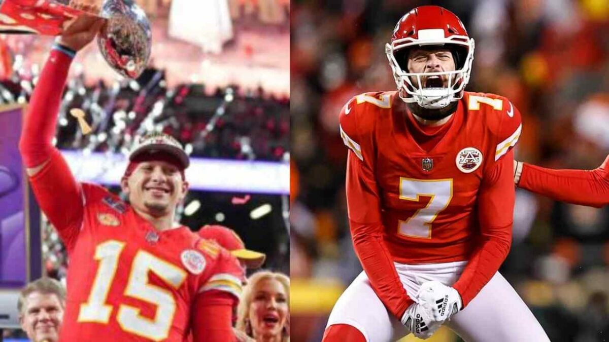 Patrick Mahomes admitted he doesn't talk to Harrison Butker 'all year long' after Chiefs' Super Bowl win