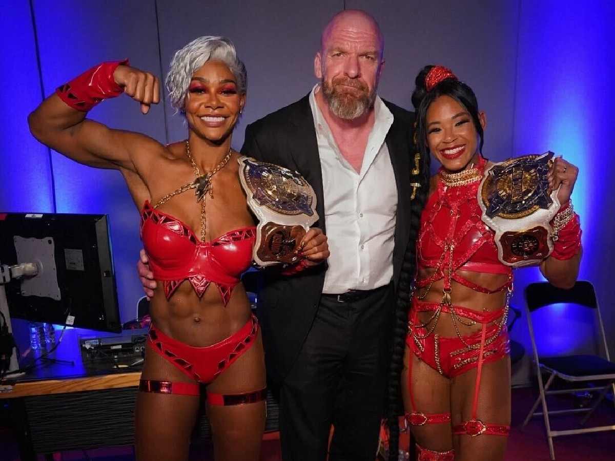 Triple H with Bianca Belair and Jade Cargill 