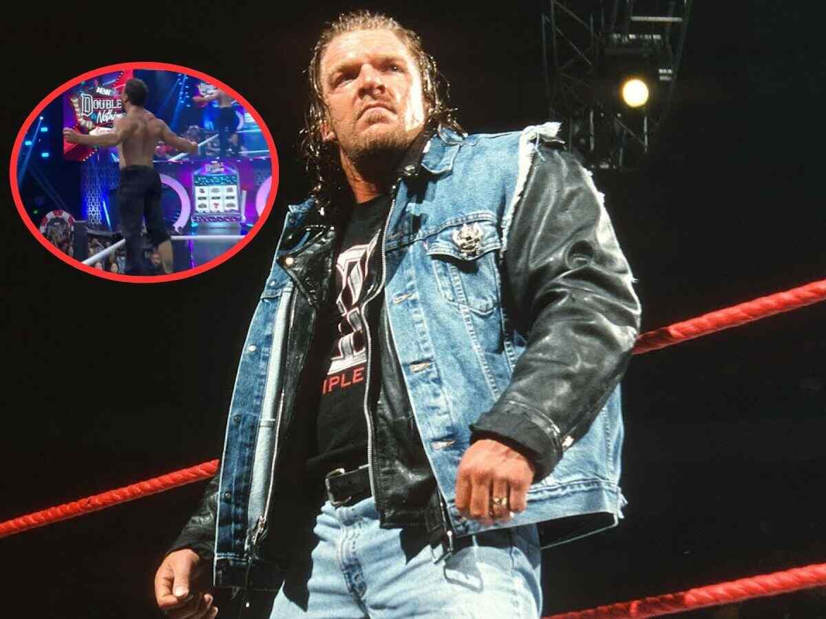 “Cheap Triple H rip off”- Wrestling fans bash former AEW Champion for mimicking Triple H’s iconic WWE return in 2002 at Double or Nothing 