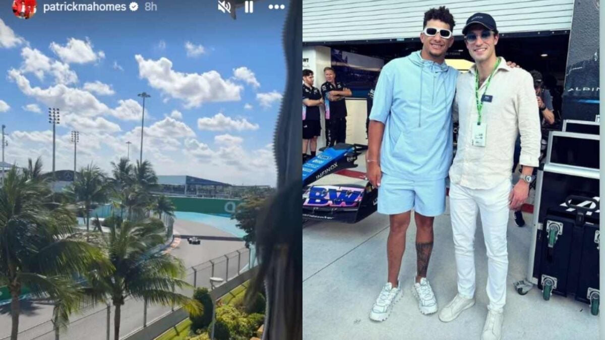 WATCH: Patrick Mahomes spotted getting cozy with wife Brittany in funky white shades at the Miami Grand Prix