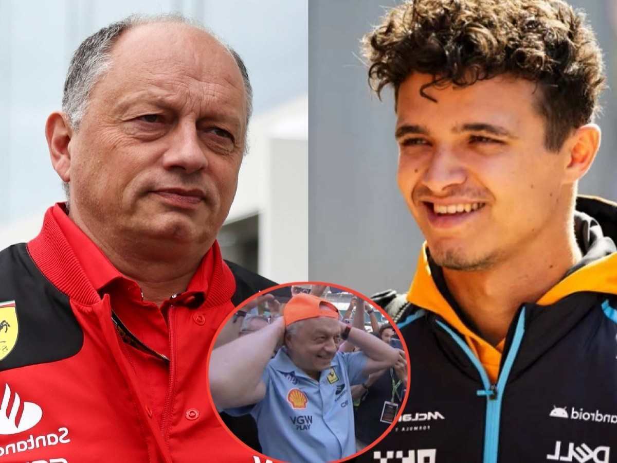 WATCH: Ferrari boss Fred Vasseur dons a McLaren cap to celebrate Lando Norris’ Miami GP victory