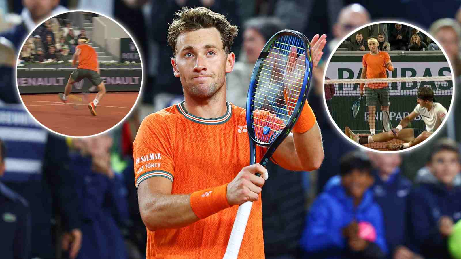 WATCH: Casper Ruud plays unbelievable ‘Shot of the Tournament’ to win intense rally against Tomas Etcheverry at Roland Garros