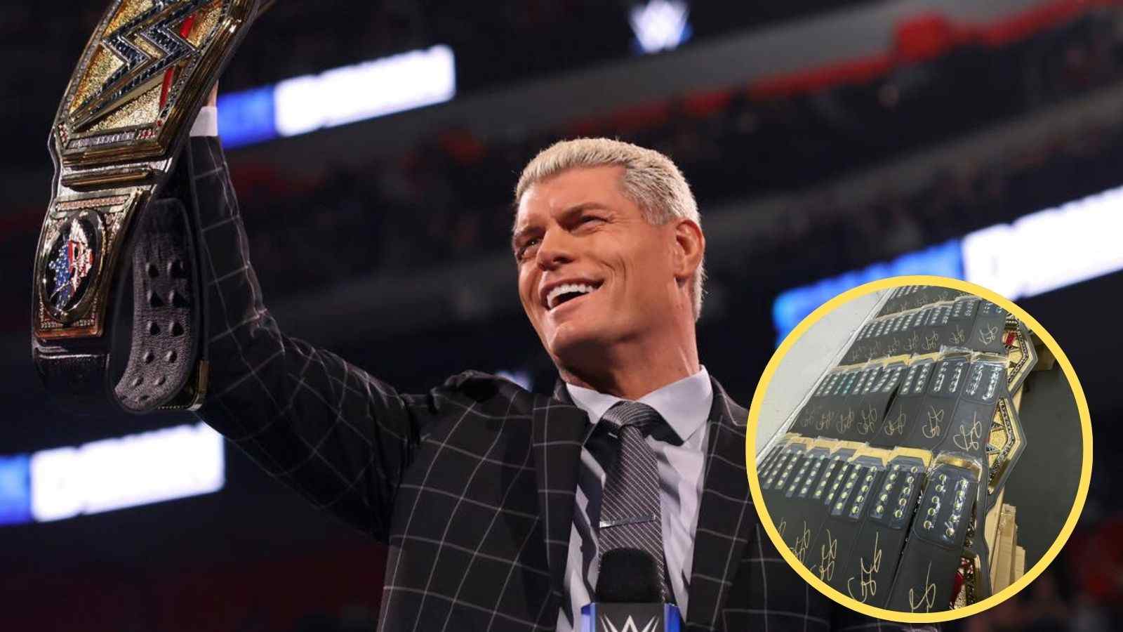 WATCH: Cody Rhodes shows off insane amount of the WWE titles he signed in just one weekend