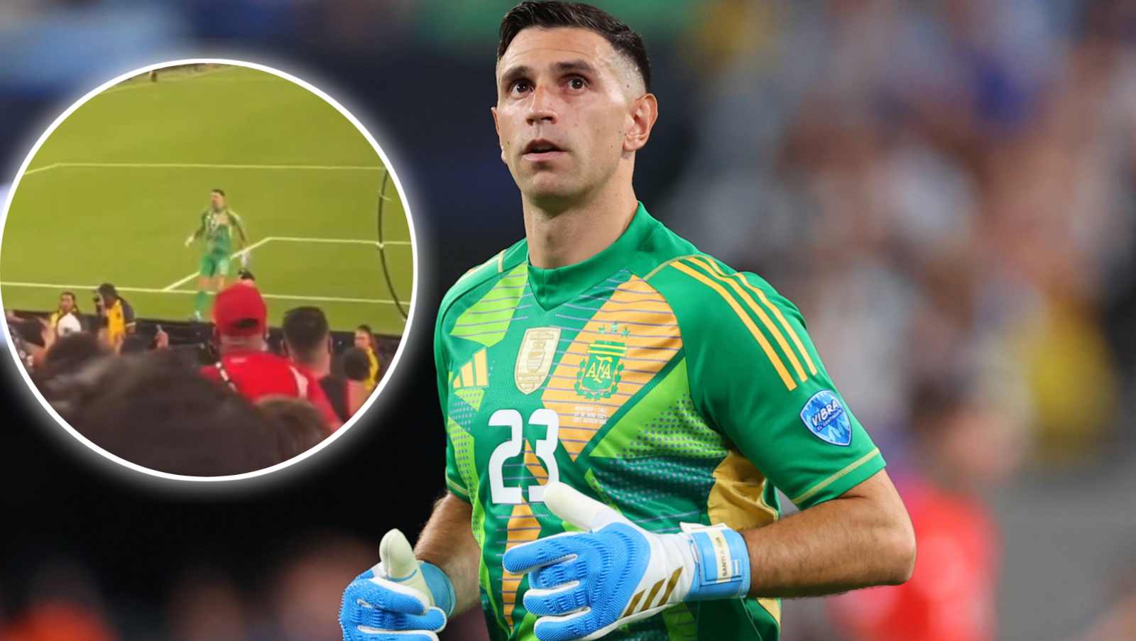 WATCH: ‘Agitated’ Chile fans flip middle finger toward Emiliano Martinez following his outrageous celebration in front of them after Lautaro Martinez’s goal