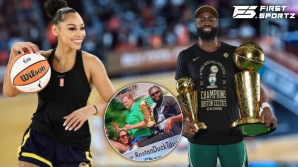 Fans left in awe as NBA Finals MVP Jaylen Brown brings WNBA stunner Kysre Gondrezick along in Boston Celtics Championship parade