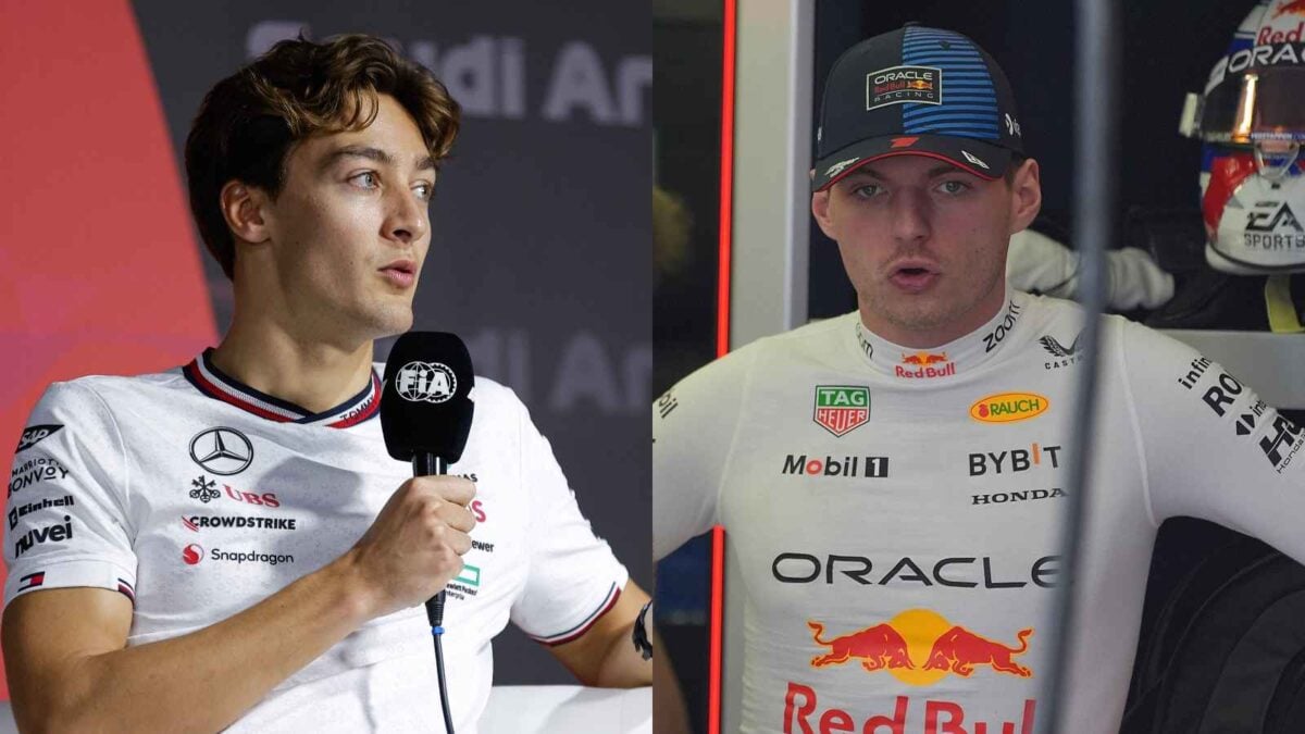 Mercedes's George Russell and Red Bull's Max Verstappen