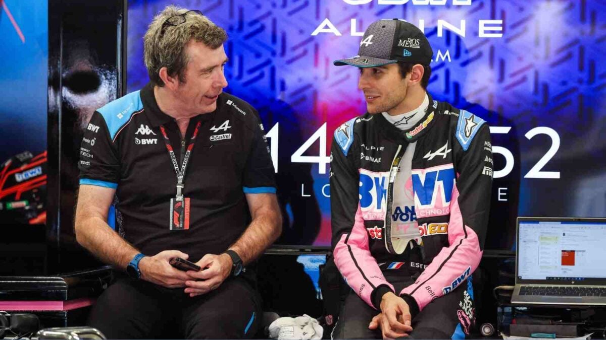 Esteban Ocon(L) and Alpine's Bruno Famin(R), via IMAGO